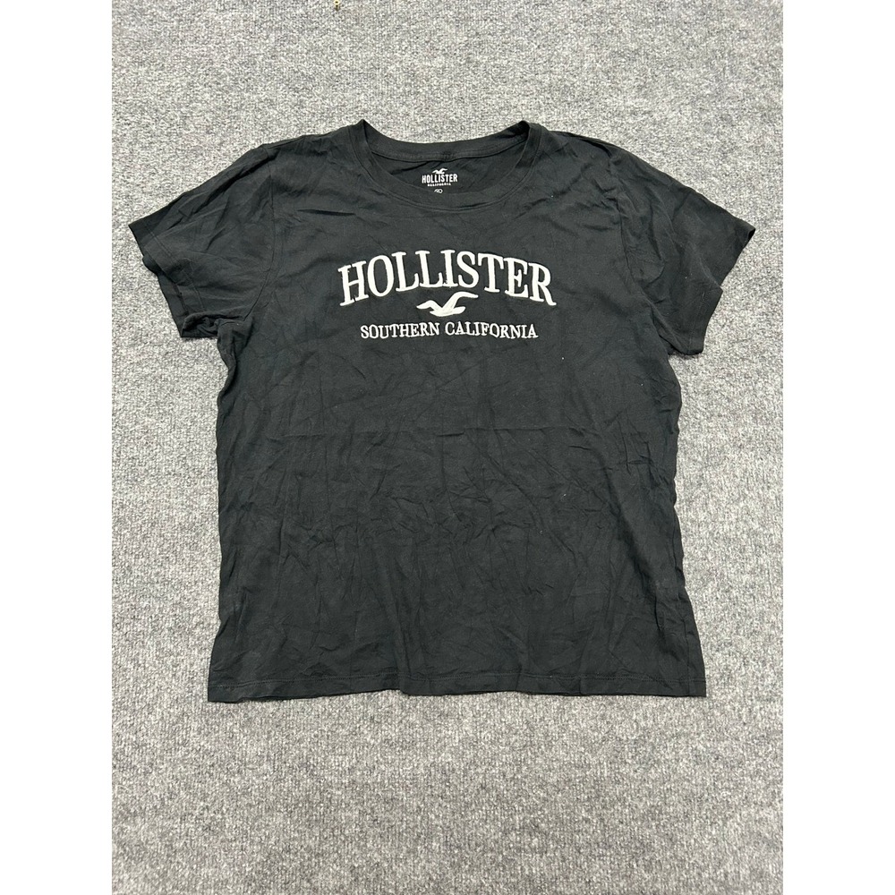 Hollister T-Shirt Womens Size XL Black Graphic Southern California Short Sleeve